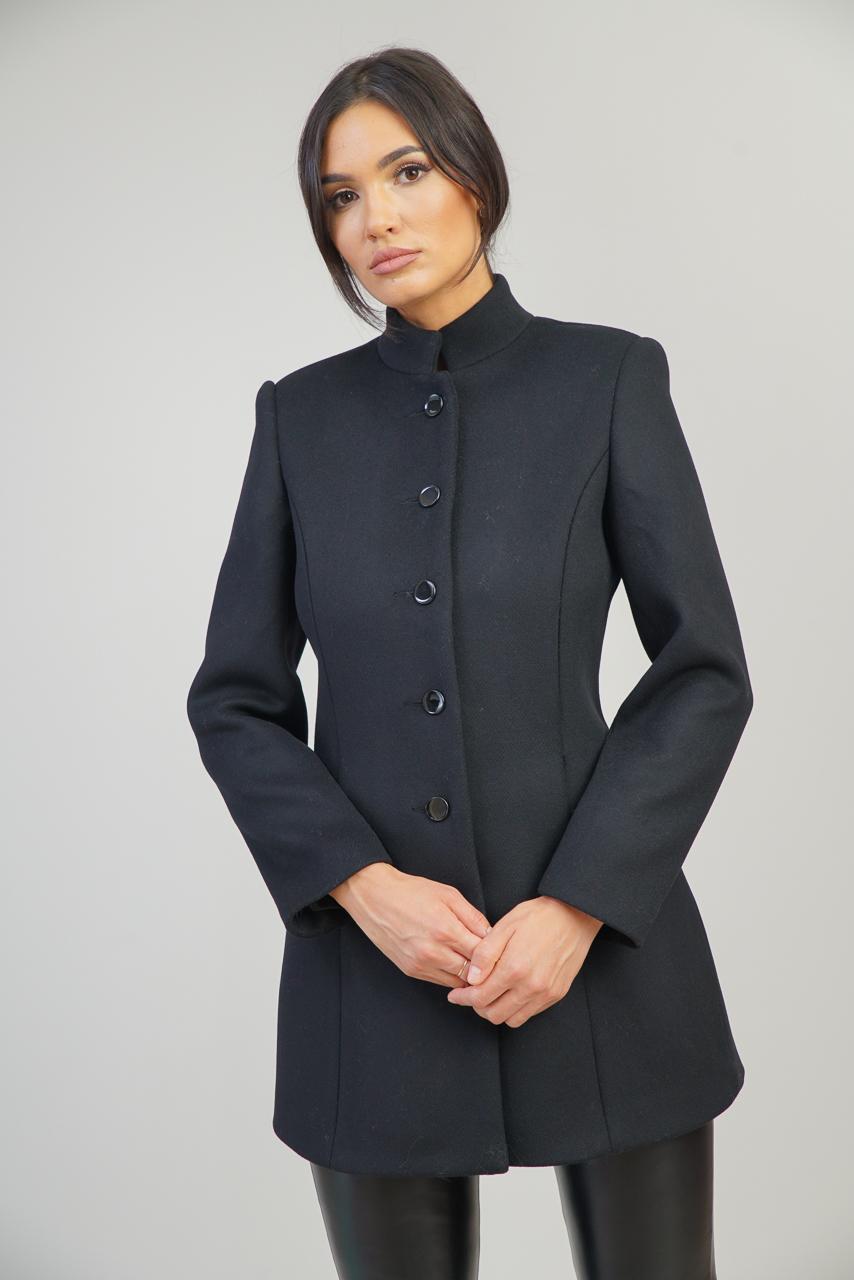 Women's fitted military style coat in black color 12207900 Women's