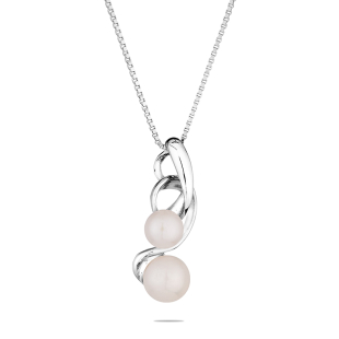 Сребърно колие със сладководни бели перли IP1075 Swan