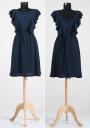 Rochie bleumarin cu volane decorative RUMENA