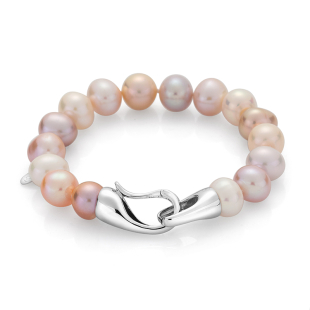 Bracelate with fresh water pearls in pink, purple and white R1053BM Swan