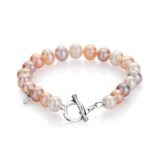 Bracelate with fresh water pearls in pink, purple and white R238BM Swan