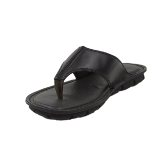 Men's black genuine leather slippers 23505BLACK