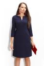 Rochie elegantă în albastru închis cu buzunare