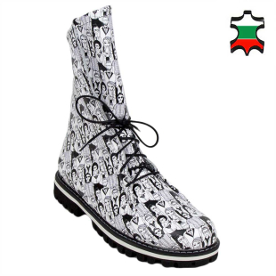 Women's nappa leather boots with print 34184