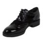 Pantofi de culoare neagră cu aspect lucios din piele pentru femei 614-01lak