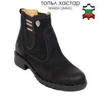 Дамски боти от естествена кожа в черно с ластици 34169