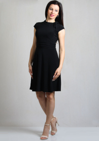 Women's black dress with scarf-neck RUMENA