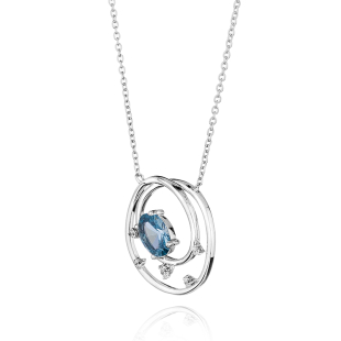 Silver necklace with blue zircon JT426NP Swan