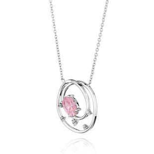 Silver necklace with pink zircon JT426NP Swan