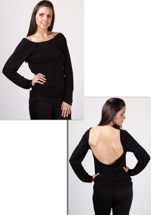 Bluza neagra cu spatele gol Basic Line