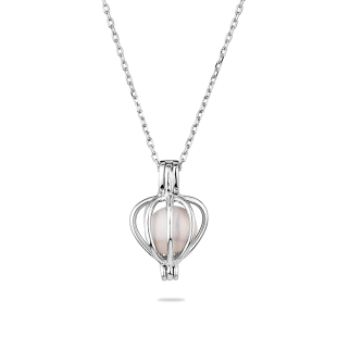 Silver pendant necklace with natural white pearl LA072NW Swan