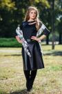 Black dress with leatehr skirt and sewn asymmetric bolero Avangard