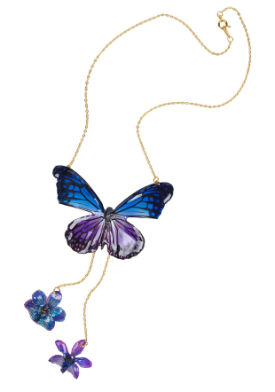 Колие на синджир с пеперуда и истински орхидеи Dannyra Jewels