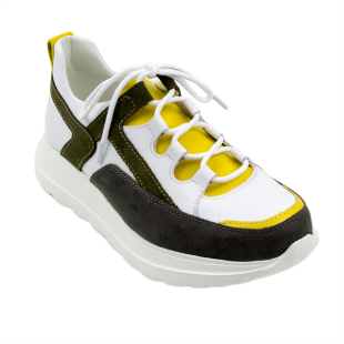 Дамски маратонки в бяло и жълто 225WHITEGREY