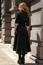 Black dress with long back with elements in stripes Avangard