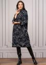 Elegant dress with long sleeves in dark blue and white motifs Avangard