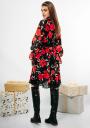 Evening dress of large red flowers with lining and belt  Avangard