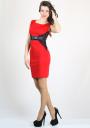 Red dress with lesther and lace elements RUMENA
