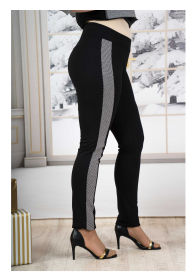 Women's elegant black trousers with fine pipit trim Avangard