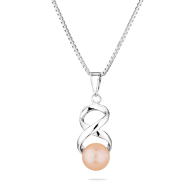 Silver necklace with natural pink pearl IEP0317P Swan