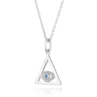 Silver necklace with blue eye pendant with zircons JT923N Swan