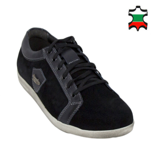 Men's black suede leather trainers 33639