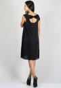 Women's evening black plisse dress with nuda back and ribbon BF RUMENA