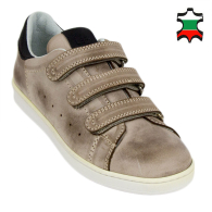Women's beige leather trainers 33563