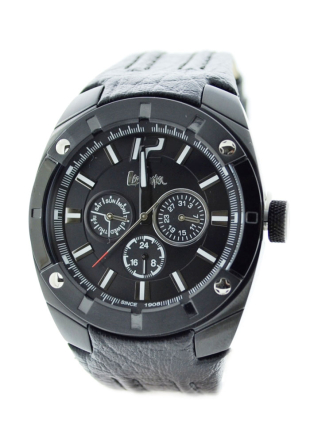 Черен мъжки часовник с кожена каишка Lee Cooper LC-28G-B