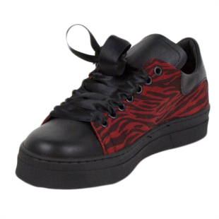 Women's elegant sneakers in black and zebra pattern MANI01