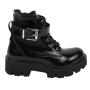 Women's black patent leather boots 20341