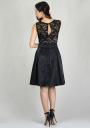 Rochie elegantă neagră cu dantelă și pliseuri RUMENA
