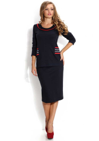 Women's navy longsleeves top and skirt set Avangard