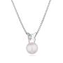 Silver necklace with natural white pearl and zirons CAA087NW Swan