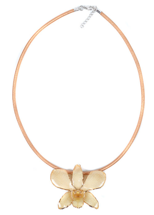 Колие с истинска орхидея и копринена верижка модел 1 Dannyra Jewels