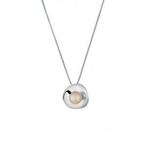 Silver necklace with natural white pearl CAA023 Swan