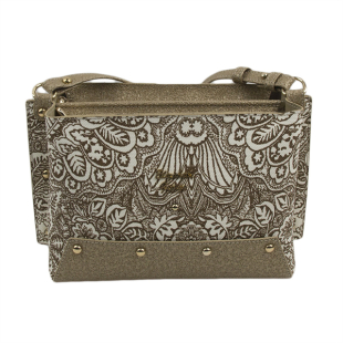Elegant handbag in beige color of flowers 895-34