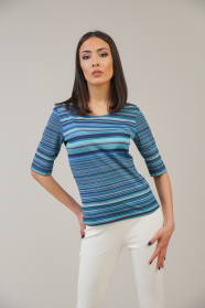 Casual women's blouse in blue stripes 82113A-460