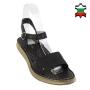Women's black leather sandals 33748