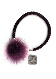 Leather bracelet with purple pom poms Dannyra Jewels