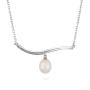 Silver necklace with white freshwater pearl and zircons RT114NW Swan