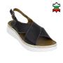 Women's black leather sandals with crossed straps 19175