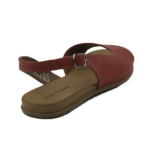 Sandale de damă cu curea joasă din piele roșie autentică KIRA142RED