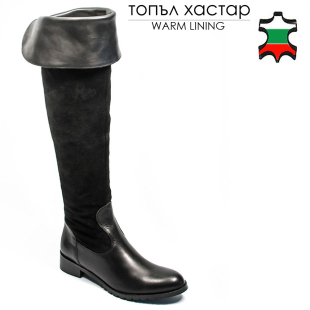 Women's black leather high boots 32472 