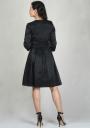 Rochie elegantă neagră cu dantelă și pliseuri RUMENA
