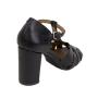 Women's balck leather sandals 19180