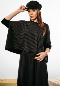 Elegant women's blouse with a free silhouette in gray and black Avangard