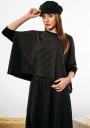 Elegant women's blouse with a free silhouette in gray and black Avangard