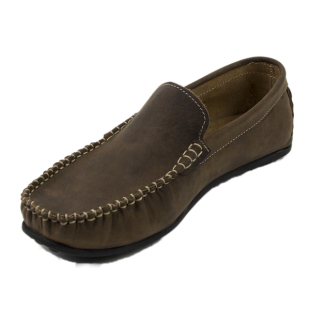 Men's moccasins in brown natural leather 095BROWN