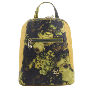 Casual women's backpack bag with yellow flowers 786-111